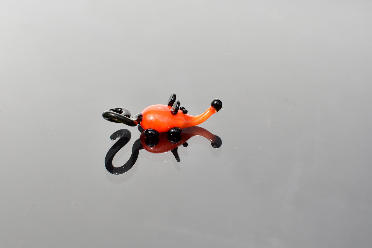 Orange Glass Mouse: Whimsical Lampwork Miniature Figurine