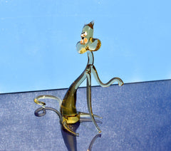 Amber Glass  Yoga Cat, whimsical  cheerful character  for your glass menagerie.