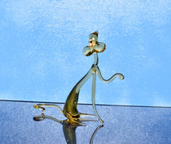 Amber Glass  Yoga Cat, whimsical  cheerful character  for your glass menagerie.