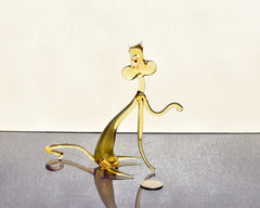 Amber Glass  Yoga Cat, whimsical  cheerful character  for your glass menagerie.