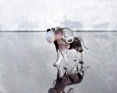 Glass Dog Figurine, Purple Beagle Dog Statue, Glass Animals, Beagle, Bearded Dog, Glass Dog, Amethyst Glass
