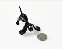 Handmade Black Spaniel Glass Figurine: Collectible Dog Statue