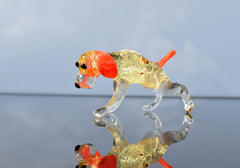 Handmade Glass Hunting Dog Figurine: Flame Worked Sculpture