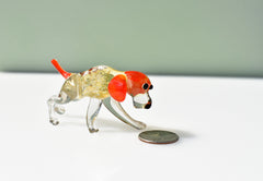 Handmade Glass Hunting Dog Figurine: Flame Worked Sculpture