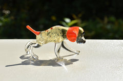 Handmade Glass Hunting Dog Figurine: Flame Worked Sculpture