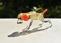 Handmade Glass Hunting Dog Figurine: Flame Worked Sculpture