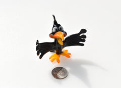 Handmade Glass Crow Figurine: Whimsical Art Glass Sculpture