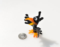 Handmade Glass Crow Figurine: Whimsical Art Glass Sculpture