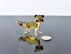 Handmade Glass Raccoon Figurine: Whimsical Animal Sculpture
