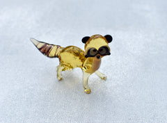 Handmade Glass Raccoon Figurine: Whimsical Animal Sculpture