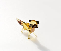 Handmade Glass Raccoon Figurine: Whimsical Animal Sculpture