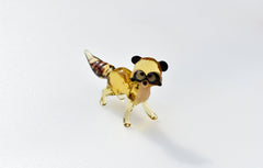 Handmade Glass Raccoon Figurine: Whimsical Animal Sculpture