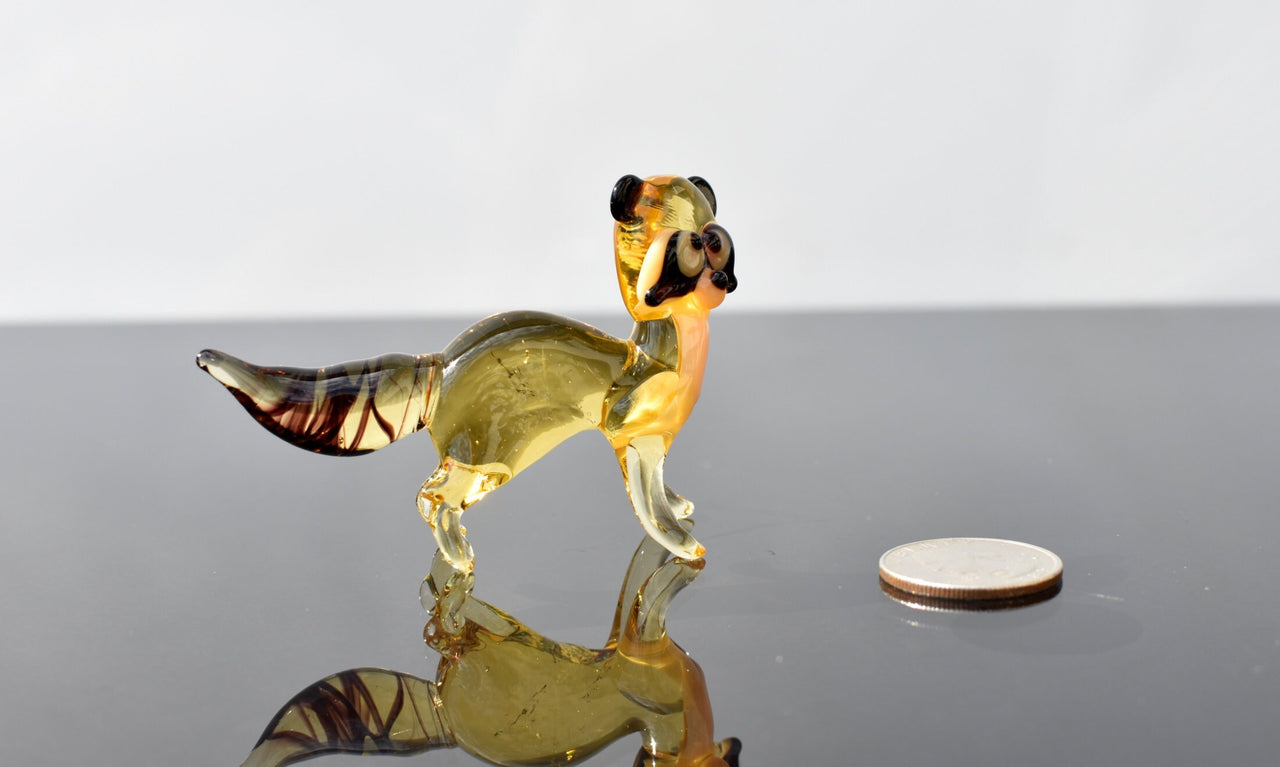 Handmade Glass Raccoon Figurine: Whimsical Animal Sculpture