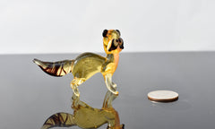 Handmade Glass Raccoon Figurine: Whimsical Animal Sculpture