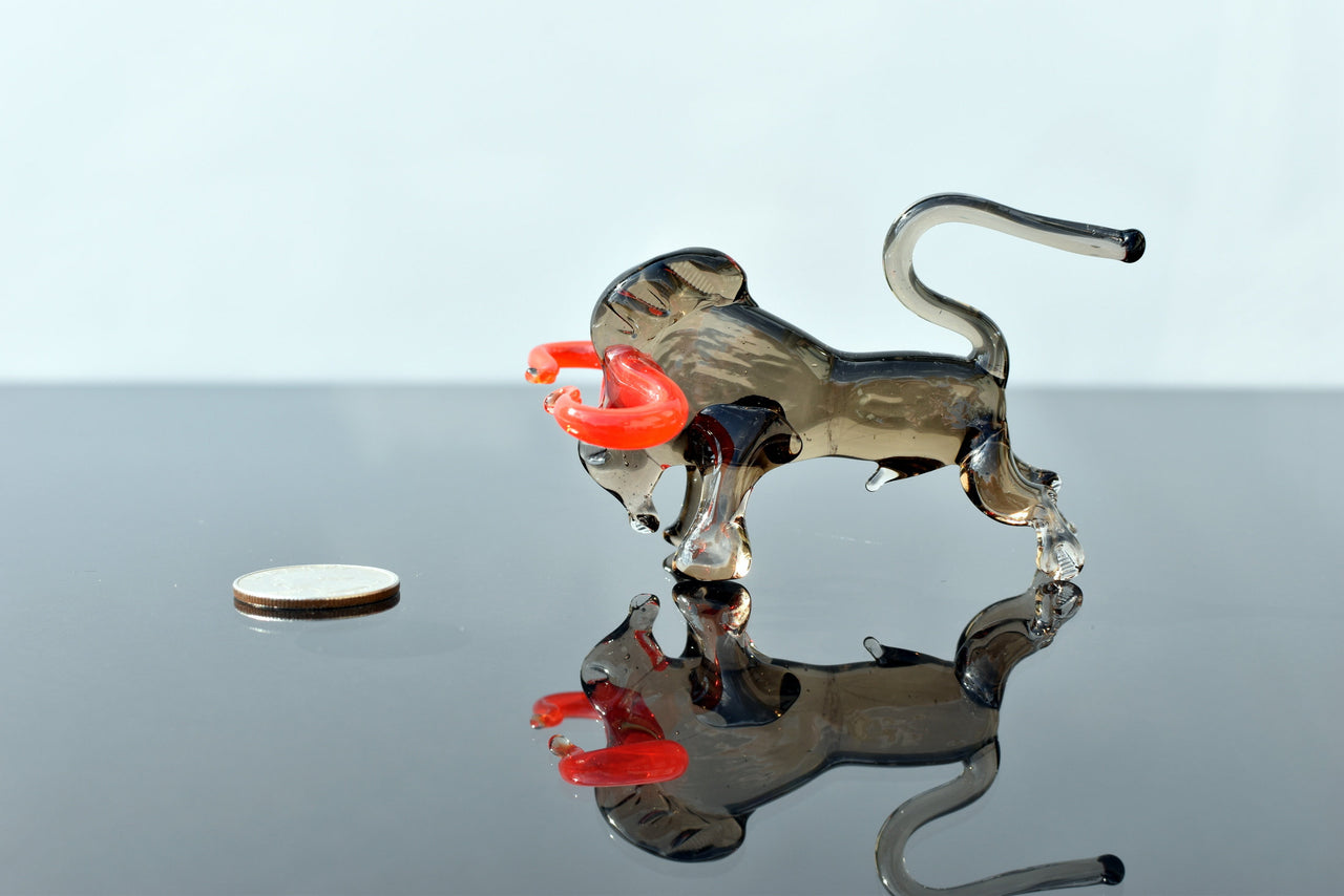 Hand Blown Glass Bull, Glass Bull Sculpture, Bull Statue, Bull Sculpture, Glass Paperweight, Blown Glass Animals, Glass Animal, Glass