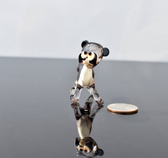 Handmade Glass Raccoon Figurine: Whimsical Animal Sculpture