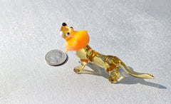 Handmade Glass Lion Figurine: Collectible Flame-Worked Art, 4 Inch