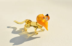 Handmade Glass Lion Figurine: Collectible Flame-Worked Art, 4 Inch