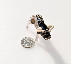 Handmade Glass Bull Figurine: Flame Worked Art Glass Animal