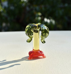 Handmade Glass Palm Tree Figurine: Whimsical Art Glass Sculpture