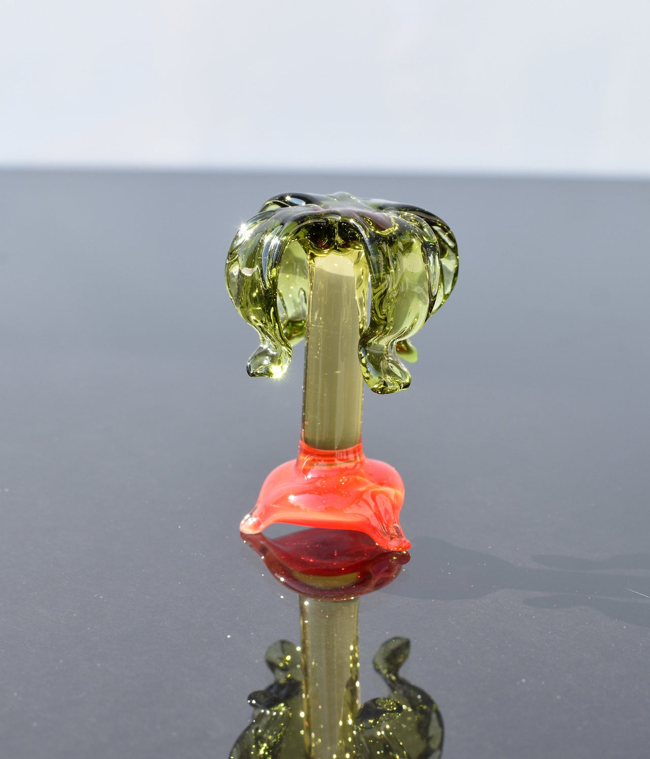 Handmade Glass Palm Tree Figurine: Whimsical Art Glass Sculpture