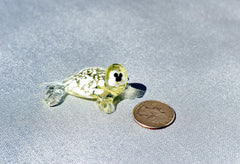 Handmade Glass Baby Seal Figurine: Lemonade Color, Whimsical Sculpture