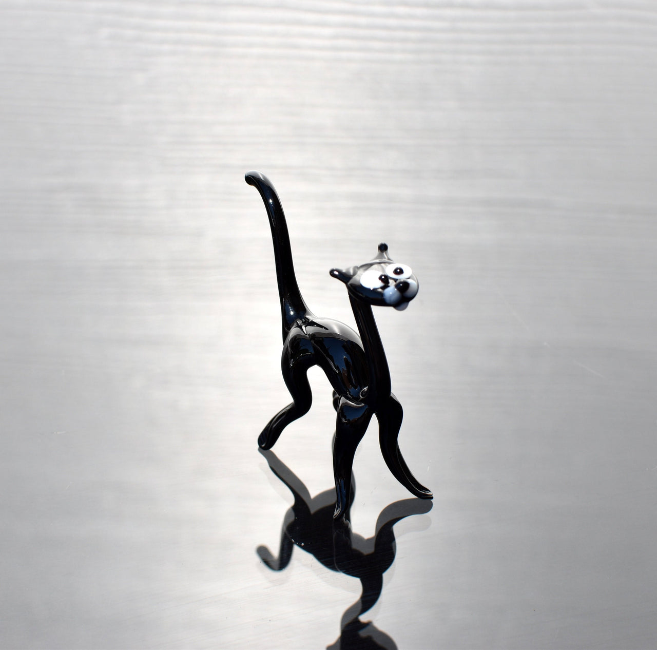 Black Cat, Glass Cat Figurine, Black Cat Statue, Glass Cat, Cat Figure, Cat Art, Glass Sculpture, Glass Animals, Cat Statue, Cats