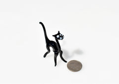 Handmade Glass Black Cat Figurine: Whimsical Art Glass Sculpture