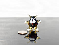 Tiny Glass Animals, Glass Cat Figurine, Mini Glass Animals, Black Cat Gifts, Black Cat Art, Glass Cat, Whimsical Decor, Cat Figure
