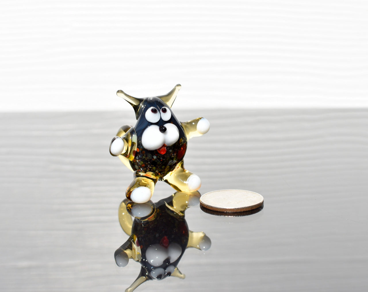 Handmade Glass Cat Figurine: Whimsical Art Glass Sculpture, 2 inch