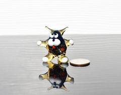 Handmade Glass Cat Figurine: Whimsical Art Glass Sculpture, 2 inch