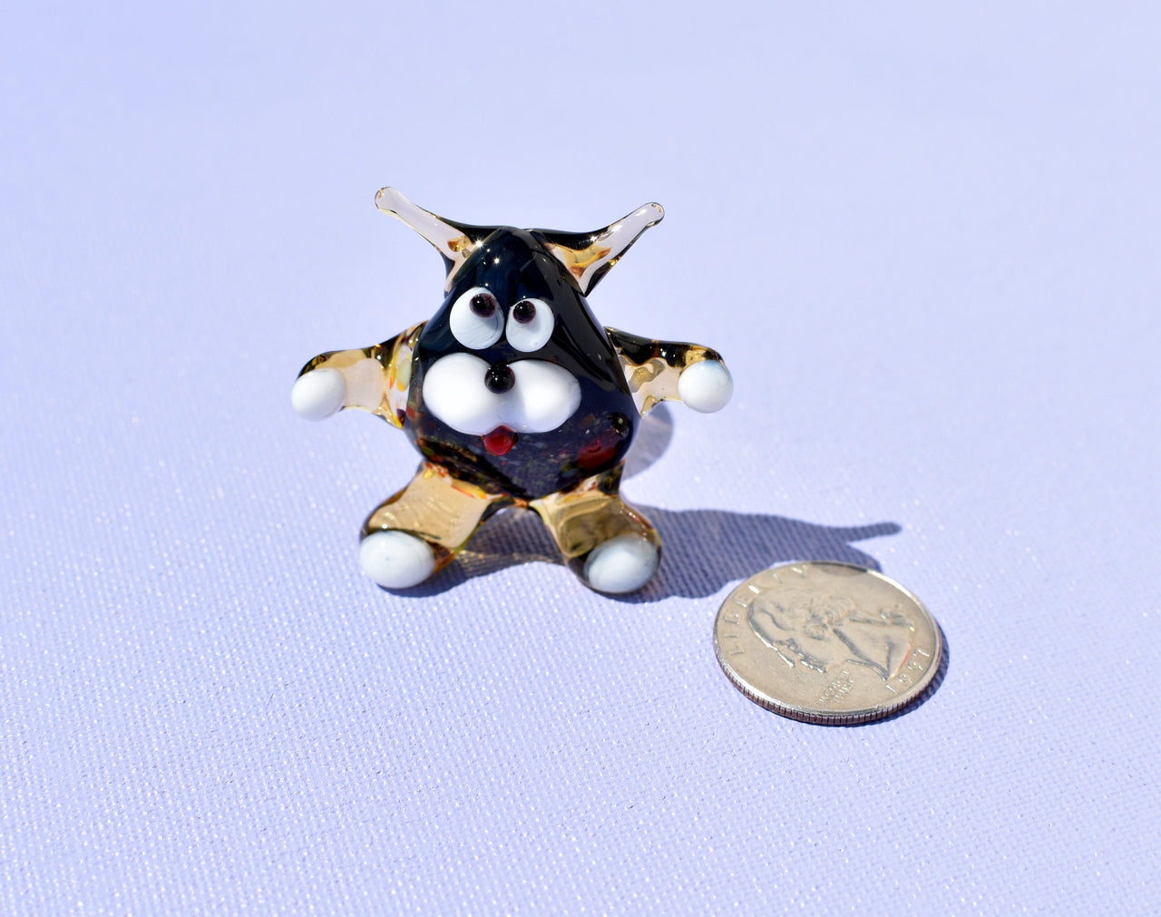 Handmade Glass Cat Figurine: Whimsical Art Glass Sculpture, 2 inch