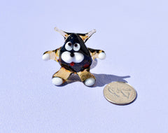 Handmade Glass Cat Figurine: Whimsical Art Glass Sculpture, 2 inch