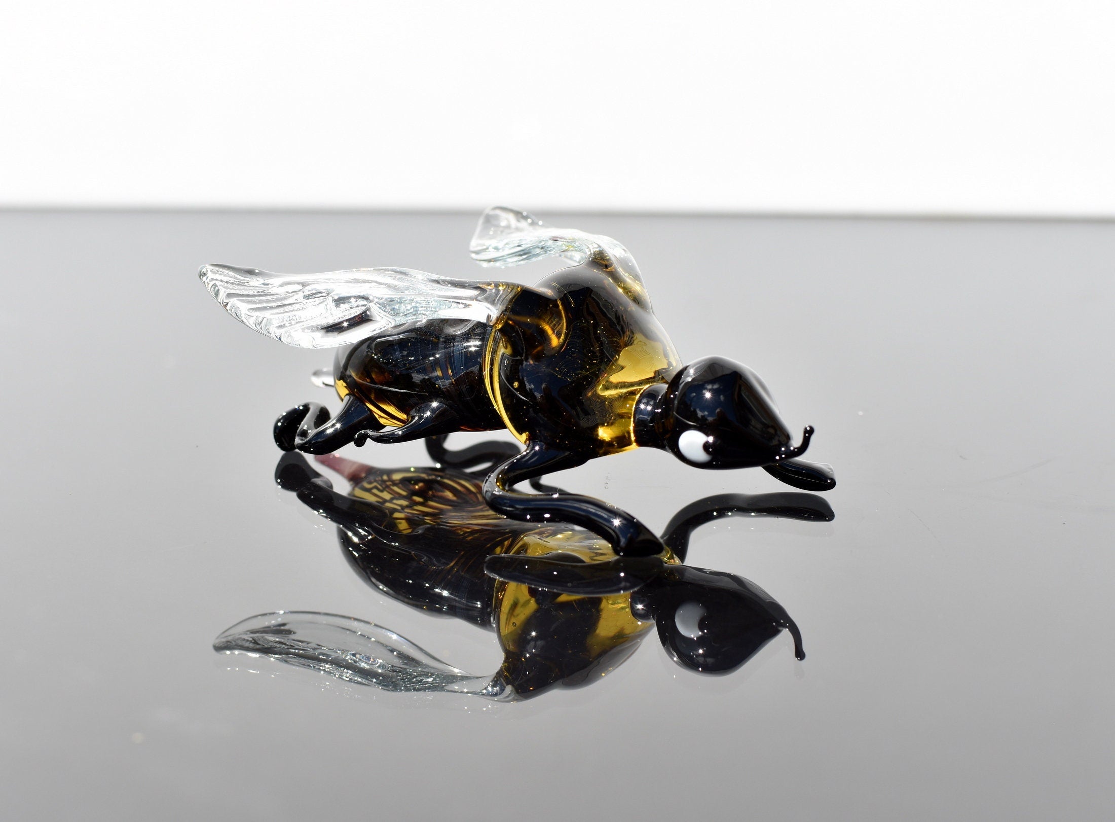 Handmade Glass Fly Figurine: Collectible Art Glass Statue