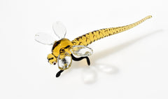 Handmade Amber Glass Dragonfly Figurine: Collectible Art Glass, 6"