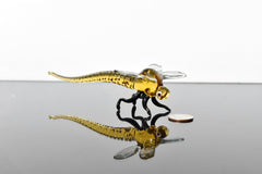 Handmade Amber Glass Dragonfly Figurine: Collectible Art Glass, 6"