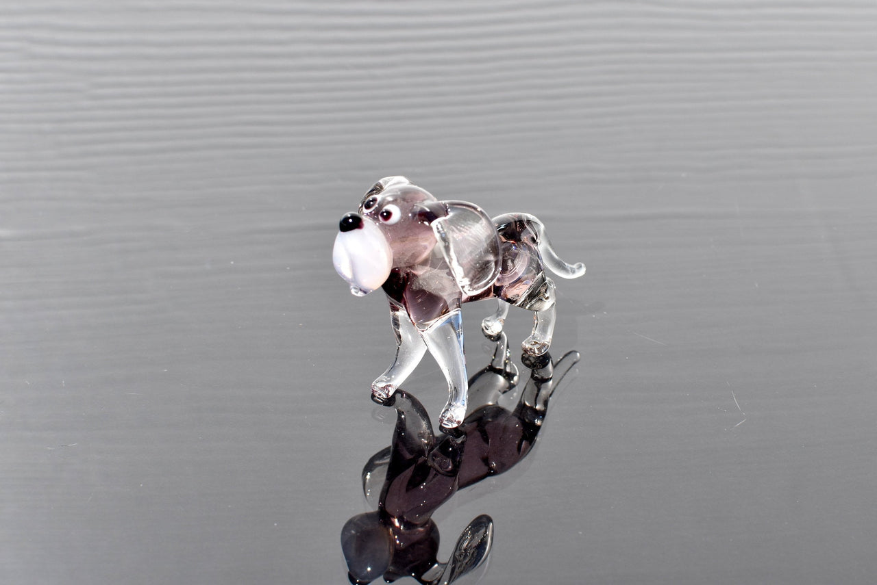 Glass Dog Figurine, Purple Beagle Dog Statue, Glass Animals, Beagle, Bearded Dog, Glass Dog, Amethyst Glass