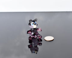 Purple Glass Teddy Bear Figurine: Handmade Flame Worked Sculpture