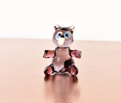 Purple Glass Teddy Bear Figurine: Handmade Flame Worked Sculpture