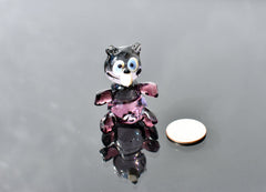 Purple Glass Teddy Bear Figurine: Handmade Flame Worked Sculpture