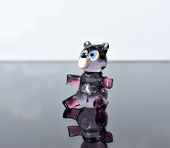 Purple Glass Teddy Bear Figurine: Handmade Flame Worked Sculpture