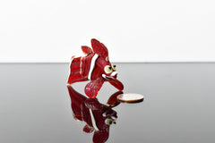 Handmade Red Glass Clownfish Figurine: Collectible Art Glass, 3 Inch
