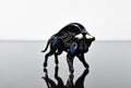 Black Glass Buffalo Figurine: Hand-Blown Art Glass, 3.5 Inch