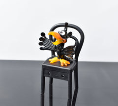 Handmade Glass Crow Figurine: Whimsical Art Glass Sculpture