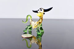 Whimsical Glass Bull Figurine: Hand-Blown Art Glass Collectible
