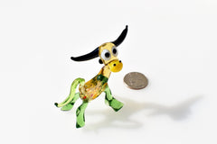 Whimsical Glass Bull Figurine: Hand-Blown Art Glass Collectible