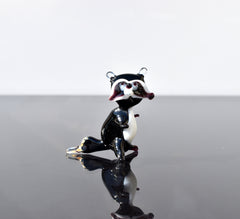 Handmade Glass Raccoon Figurine: Whimsical Art Sculpture