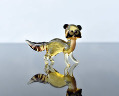 Handmade Glass Raccoon Figurine: Whimsical Animal Sculpture