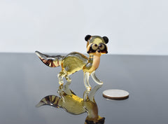 Handmade Glass Raccoon Figurine: Whimsical Animal Sculpture