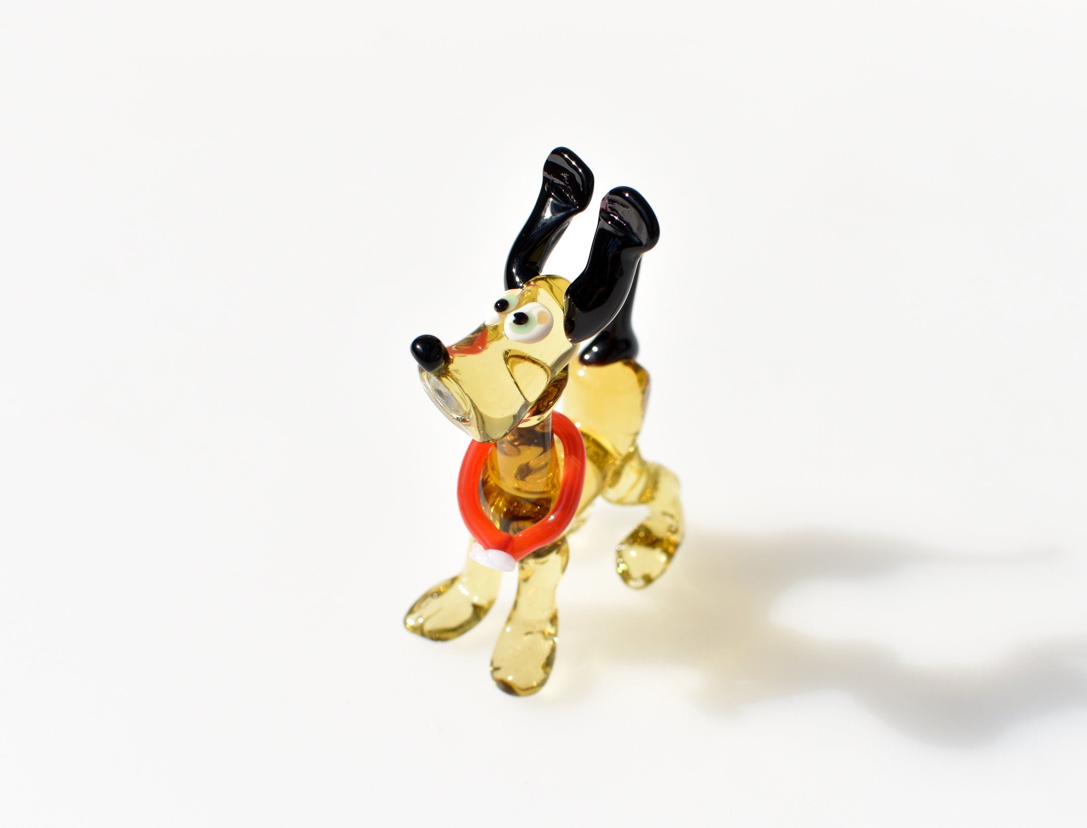 Handmade Glass Dog Figurine: Whimsical Art Sculpture, 4-inch